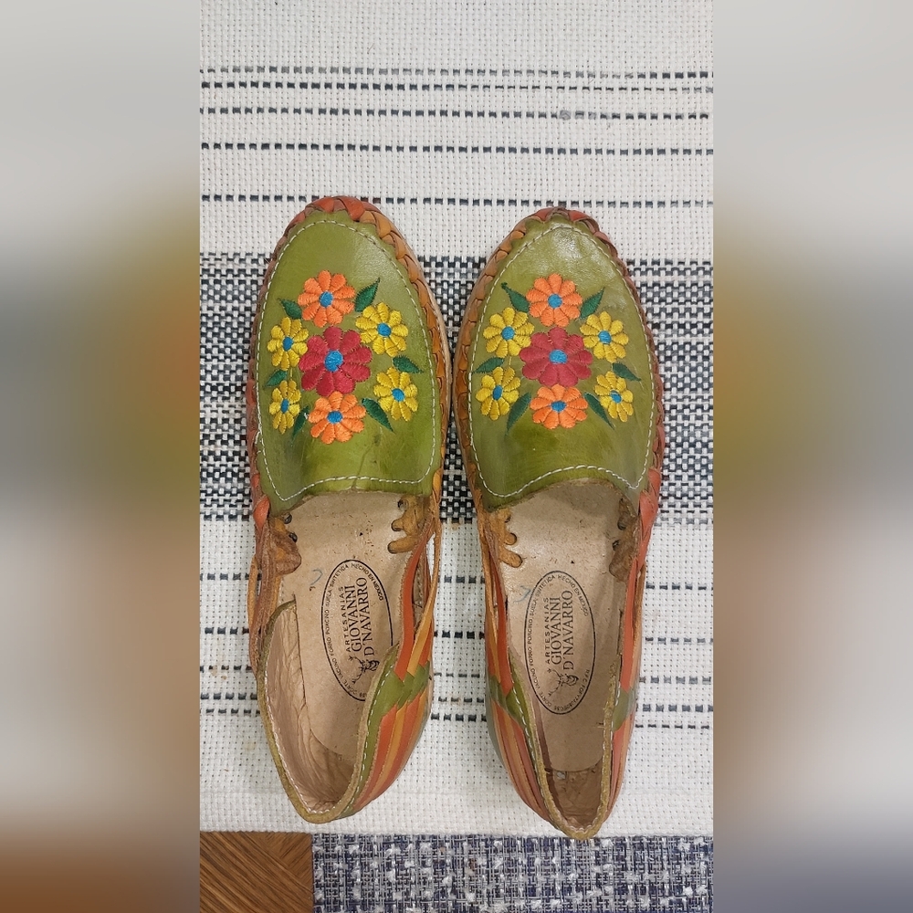 Handcrafted Floral Leather Loafers